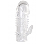 Прозрачная гелевая насадка с шипами и клиторальным отростком - 13 см. - Toyfa Basic - в Ростове-на-Дону купить с доставкой