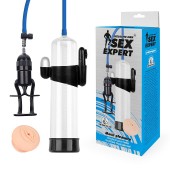 Прозрачная вакуумная вибропомпа Sex Expert с насадкой-вагиной - Sex Expert - в Ростове-на-Дону купить с доставкой