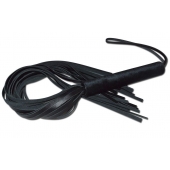 Чёрная кожаная плеть с жесткой ручкой - 63 см. - Sitabella - купить с доставкой в Ростове-на-Дону