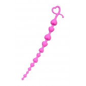 Розовая силиконовая анальная цепочка Long Sweety - 34 см. - ToyFa