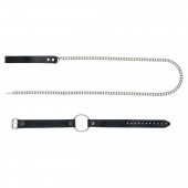 Черный поводок и чокер с кольцом Rada - Rebelts - купить с доставкой в Ростове-на-Дону