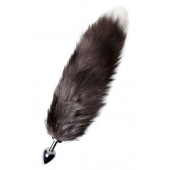 Серебристая металлическая анальная втулка с хвостом чернобурой лисы - размер S - ToyFa - купить с доставкой в Ростове-на-Дону