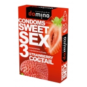 Презервативы для орального секса DOMINO Sweet Sex с ароматом клубничного коктейля  - 3 шт. - Domino - купить с доставкой в Ростове-на-Дону