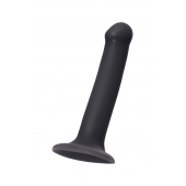 Черный фаллос на присоске Silicone Bendable Dildo M - 18 см. - Strap-on-me - купить с доставкой в Ростове-на-Дону