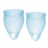 Набор голубых менструальных чаш Feel confident Menstrual Cup - Satisfyer - купить с доставкой в Ростове-на-Дону