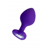 Фиолетовая анальная втулка Diamond Heart с прозрачным кристаллом - 8 см. - ToyFa - купить с доставкой в Ростове-на-Дону