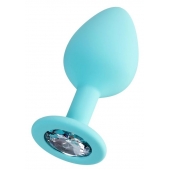 Мятная анальная втулка Brilliant с прозрачным кристаллом - 8 см. - ToyFa - купить с доставкой в Ростове-на-Дону