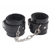 Черные оковы на ноги Obey Me Leather Ankle Cuffs - Chisa - купить с доставкой в Ростове-на-Дону