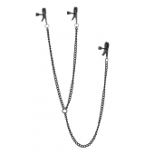 Черные зажимы на соски и клитор на цепочке DELUXE NIPPLE   CLIT CLAMPS - Dream Toys - купить с доставкой в Ростове-на-Дону