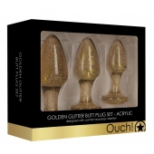 Набор из 3 золотистых анальных пробок Acrylic Goldchip Butt Plug Set - Shots Media BV