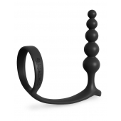 Черная анальная цепочка с эрекционным кольцом Ass-gasm Cockring Anal Beads - Pipedream - в Ростове-на-Дону купить с доставкой