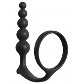 Черная анальная цепочка с эрекционным кольцом Ass-gasm Cockring Anal Beads - Pipedream - в Ростове-на-Дону купить с доставкой