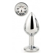 Серебристая анальная втулка с прозрачным кристаллом - 7,1 см. - Dream Toys - купить с доставкой в Ростове-на-Дону