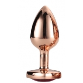 Золотистая анальная втулка с кристаллом-сердечком розового цвета - 7,1 см. - Dream Toys - купить с доставкой в Ростове-на-Дону