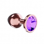 Пробка цвета розового золота с фиолетовым кристаллом Diamond Amethyst Shine S - 7,2 см. - Lola Games - купить с доставкой в Ростове-на-Дону