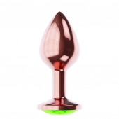 Пробка цвета розового золота с лаймовым кристаллом Diamond Emerald Shine S - 7,2 см. - Lola Games - купить с доставкой в Ростове-на-Дону