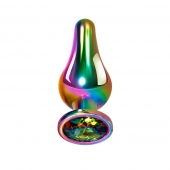 Радужная анальная пробка Rainbow Metal Plug Small - 9,4 см. - Evolved