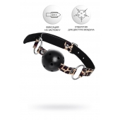 Черный кляп-шар на леопардовых ремешках Anonymo - ToyFa - купить с доставкой в Ростове-на-Дону