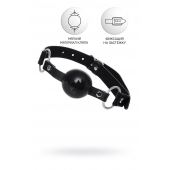 Черный кляп-шар на кожаных ремешках Anonymo - ToyFa - купить с доставкой в Ростове-на-Дону