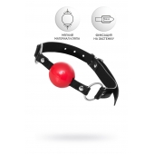 Красный кляп-шар на черных ремешках Anonymo - ToyFa - купить с доставкой в Ростове-на-Дону