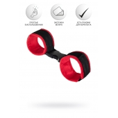 Красно-черные велюровые наручники Anonymo - ToyFa - купить с доставкой в Ростове-на-Дону