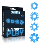 Набор из 4 голубых, светящихся в темноте эрекционных колец Lumino Play - Lovetoy - в Ростове-на-Дону купить с доставкой