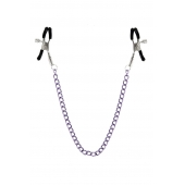 Зажимы для сосков с фиолетовой цепочкой Sweet Caress Nipple Chain - Sweet Caress - купить с доставкой в Ростове-на-Дону