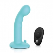 Голубая изогнутая насадка 6in Remote Control Ripple P-Spot G-Spot на черных трусиках - 16 см. - Pegasus - купить с доставкой в Ростове-на-Дону