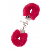 Металлические наручники с красной меховой опушкой METAL HANDCUFF WITH PLUSH RED - Dream Toys - купить с доставкой в Ростове-на-Дону