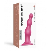 Розовая насадка Strap-On-Me Dildo Plug Beads size L - Strap-on-me - купить с доставкой в Ростове-на-Дону