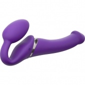 Фиолетовый безремневой вибрострапон Silicone Bendable Strap-On - size M - Strap-on-me - купить с доставкой в Ростове-на-Дону