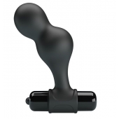 Черная анальная пробка с вибрацией Silicone Vibrating Anal Plug - 10 см. - Baile