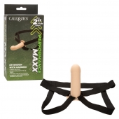 Телесный фаллопротез из силикона Extension with Harness - 15,75 см. - California Exotic Novelties - купить с доставкой в Ростове-на-Дону