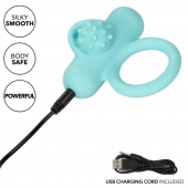 Аквамариновое эрекционное виброкольцо Silicone Rechargeable Nubby Lover’s Delight - California Exotic Novelties - в Ростове-на-Дону купить с доставкой