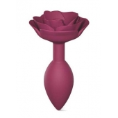 Сливовая анальная пробка с ограничителем-розой Open Rose Size M Butt Plug - Love to Love