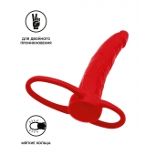 Красная насадка на пенис для двойного проникновения Black Red - 16,5 см. - ToyFa - купить с доставкой в Ростове-на-Дону