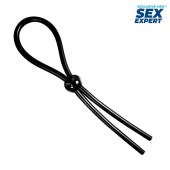 Черное силиконовое лассо с шариком для утяжки - Sex Expert - в Ростове-на-Дону купить с доставкой