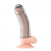 Текстурированная насадка на пенис Clear Textured Penis Enhancing Sleeve Extension - 16,5 см. - BlueLine - в Ростове-на-Дону купить с доставкой