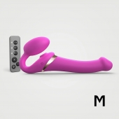 Ярко-розовый безремневой страпон Multi Orgasm Size M с клиторальной стимуляцией - Strap-on-me - купить с доставкой в Ростове-на-Дону