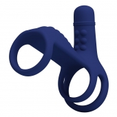 Синяя вибронасадка на пенис Vibrating Penis Sling - Baile - в Ростове-на-Дону купить с доставкой