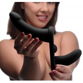 Черный вибрострапон Double Take 10X Double Penetration Vibrating Strap-on Harness - XR Brands - купить с доставкой в Ростове-на-Дону