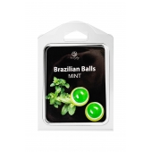 Набор из 2 шариков с массажным маслом Brazilian Balls с ароматом мяты - Secret Play - купить с доставкой в Ростове-на-Дону