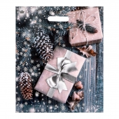 Новогодний пакет с принтом в виде подарков и вырубной ручкой (45х38 см) - Сима-Ленд - купить с доставкой в Ростове-на-Дону