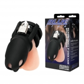 Черная клетка для пениса Silicone Small 2 in Cock Cage With Ball Divider - BlueLine - купить с доставкой в Ростове-на-Дону