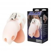 Белая клетка для пениса Silicone Small 2 in Cock Cage With Ball Divider - BlueLine - купить с доставкой в Ростове-на-Дону