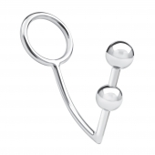 Кольцо на пенис с анальным стимулятором Two Bead Stainless Steel Anal Hook   Cock Ring - BlueLine - в Ростове-на-Дону купить с доставкой