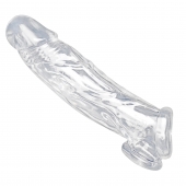 Прозрачная насадка для увеличения члена Realistic Clear Penis Enhancer and Ball Stretcher - 20,3 см. - XR Brands - в Ростове-на-Дону купить с доставкой