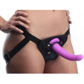 Лиловый поясной страпон Navigator Silicone G-Spot Dildo with Harness - 17,8 см. - XR Brands - купить с доставкой в Ростове-на-Дону