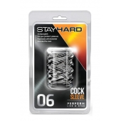 Прозрачная насадка с объёмными чёрточками STAY HARD COCK SLEEVE 06 CLEAR - Blush Novelties - в Ростове-на-Дону купить с доставкой