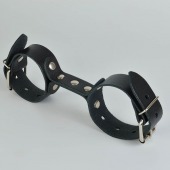 Черные кожаные наручники-фиксатор - Sitabella - купить с доставкой в Ростове-на-Дону